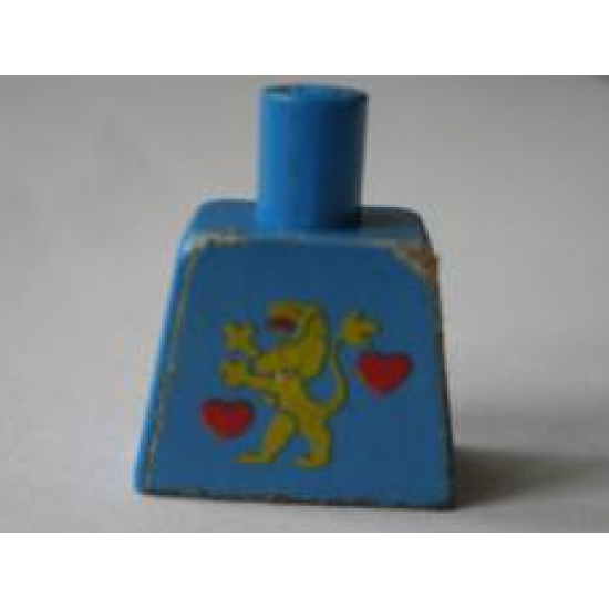 Torso Castle Guard Lion Standing Yellow and 2 Red Hearts Pattern (Sticker) - 1592