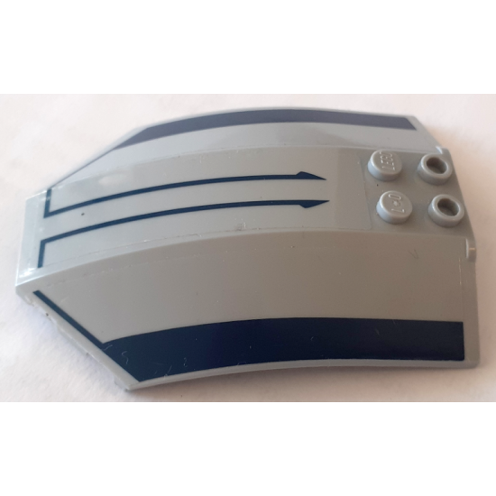 Windscreen 8 x 6 x 2 Curved with Dark Blue Wide and Small Lines Pattern (Stickers) - Set 8036