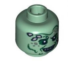 Minifigure, Head Alien with PotC Hadras Sunken Eyes, Teeth and Marine Growth Pattern - Blocked Open Stud