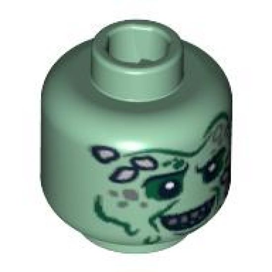Minifigure, Head Alien with PotC Hadras Sunken Eyes, Teeth and Marine Growth Pattern - Blocked Open Stud