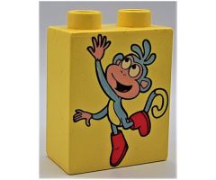 Duplo, Brick 1 x 2 x 2 with Boots the Monkey Pattern