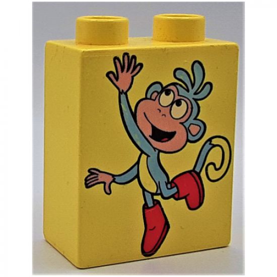 Duplo, Brick 1 x 2 x 2 with Boots the Monkey Pattern
