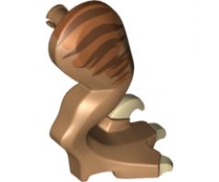 Animal, Body Part Dinosaur Leg Large (Rear) Raptor Right with Pin, Tan Claws and Dark Brown Stripes over Dark Orange Pattern