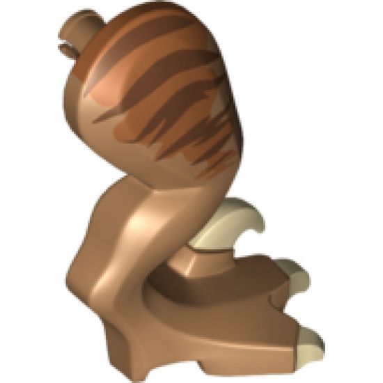 Animal, Body Part Dinosaur Leg Large (Rear) Raptor Right with Pin, Tan Claws and Dark Brown Stripes over Dark Orange Pattern