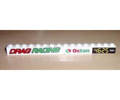 Brick 1 x 16 with 'DRAG RACING' and Octan and 4.625 sec. Left Pattern (Stickers) - Set 6616