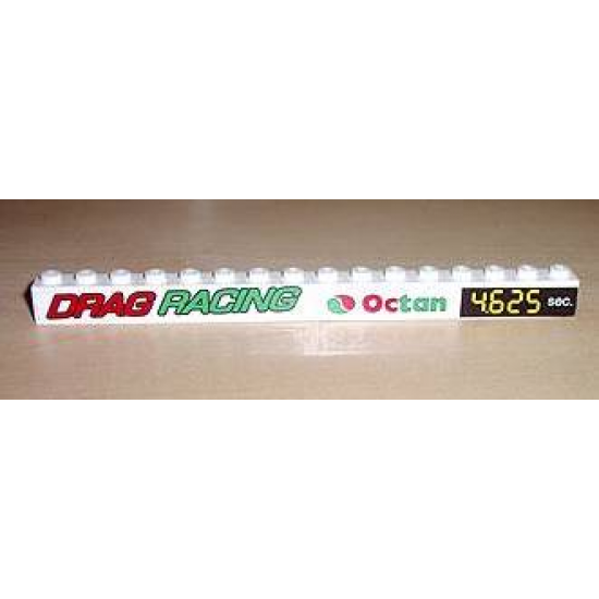 Brick 1 x 16 with 'DRAG RACING' and Octan and 4.625 sec. Left Pattern (Stickers) - Set 6616