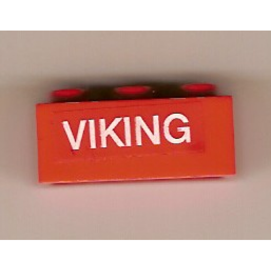 Brick 1 x 3 with White 'VIKING' Pattern (Sticker) - Set 6541