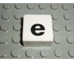 Duplo, Tile 2 x 2 x 1 with Black Lowercase Letter e Pattern