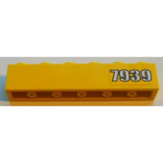 Brick 1 x 6 with White '7939' on Yellow Background Pattern Right Side (Sticker) - Set 7939