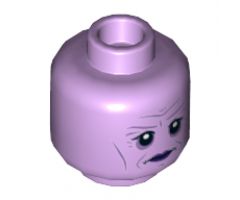 Minifigure, Head Dual Sided Alien with Black Eyes, Purple Lips Neutral / Monster Open Mouth with Teeth, Fangs Pattern - Hollow Stud