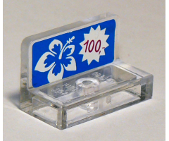 Panel 1 x 2 x 1 with White and Blue Flower and Pricing '100 on Blue Background Pattern (Sticker) - Set 41058