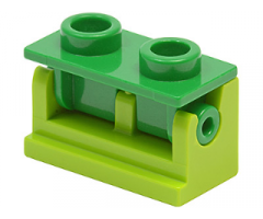 Hinge Brick 1 x 2 Base with Green Hinge Brick 1 x 2 Top Plate (3937 / 3938)