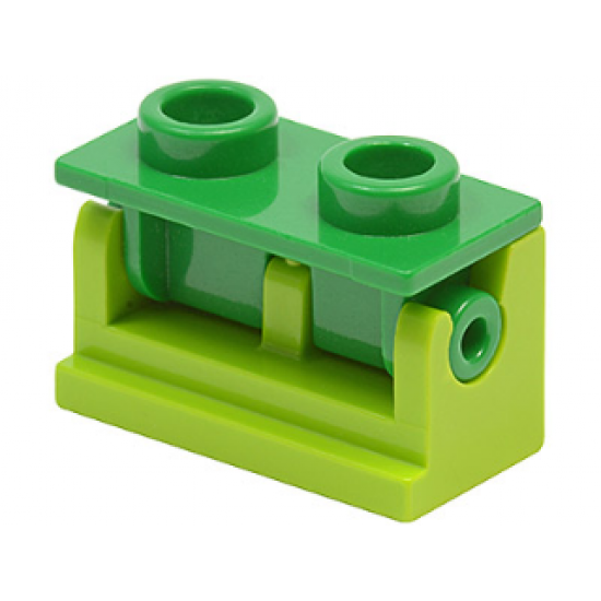 Hinge Brick 1 x 2 Base with Green Hinge Brick 1 x 2 Top Plate (3937 / 3938)