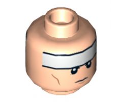 Minifigure, Head Dual Sided White Headband and Cheek Lines, Determined / Frown Pattern (Batman) - Hollow Stud