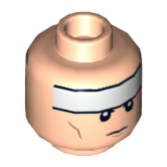 Minifigure, Head Dual Sided White Headband and Cheek Lines, Determined / Frown Pattern (Batman) - Hollow Stud