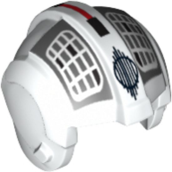 Minifigure, Headgear Helmet SW Rebel Pilot with White Grid on Dark Bluish Gray Pattern