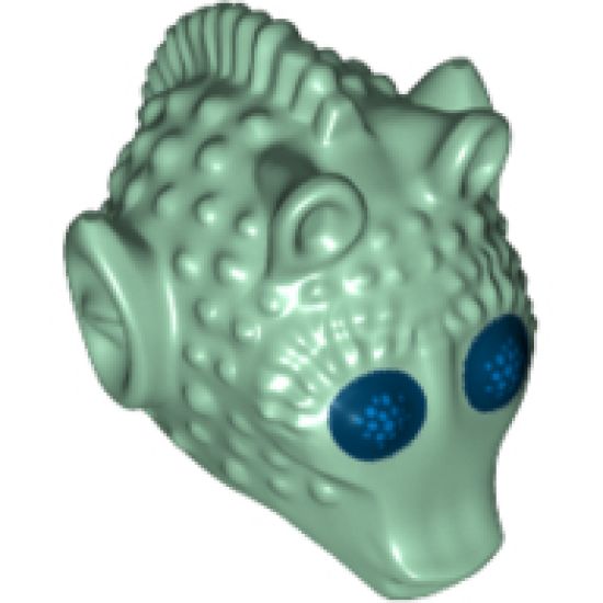 Minifigure, Head, Modified SW Rodian with Greedo Dark Blue Eyes Pattern