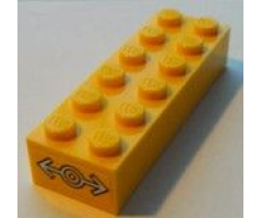 Brick 2 x 6 with Train Logo White on Yellow Background Pattern on Both Sides (Stickers) - Set 7939