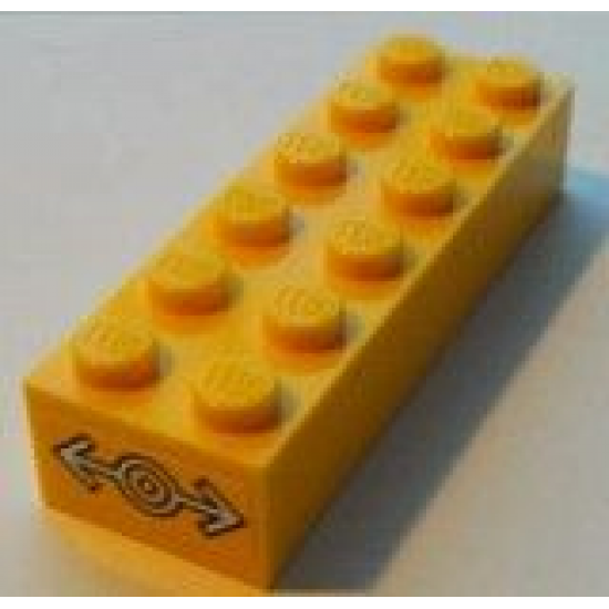 Brick 2 x 6 with Train Logo White on Yellow Background Pattern on Both Sides (Stickers) - Set 7939