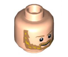 Minifigure, Head Dual Sided, Medium Nougat Eyebrows and Beard with Yellow Highlights, Smile / Fierce Pattern - Hollow Stud