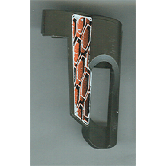 Technic, Panel Fairing # 5 Small Short, Large Hole, Side A with White, Black and Orange Pattern (Sticker) - Set 8471