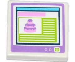 Tile 2 x 2 with Cake on Computer Screen Pattern (Sticker) - Set 41056