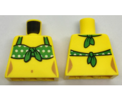 Torso Female with Green Tied-On Bikini Top with White Dots Pattern
