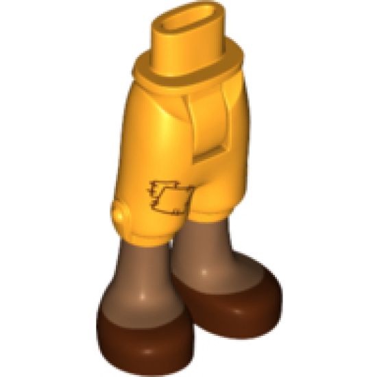 Mini Doll, Legs with Hips and Trousers Cropped with Patch, Medium Nougat Legs and Reddish Brown Sandals Pattern