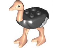 Ostrich with White Tail and Wingtips and Light Nougat Legs and Head