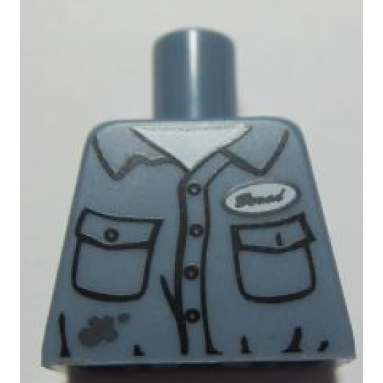 Torso Shirt with Dirt Stains, Pockets, Buttons and Name Tag Pattern