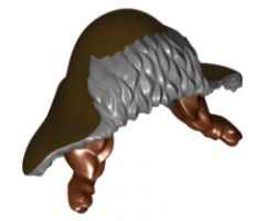 Minifigure, Headgear Hood Fur-lined with Flaps over Dark Brown Braided Hair Pattern
