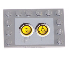 Tile, Modified 4 x 6 with Studs on Edges with 2 Yellow Circles with Bionicle Code Pattern 5 (Sticker) - Set 8759