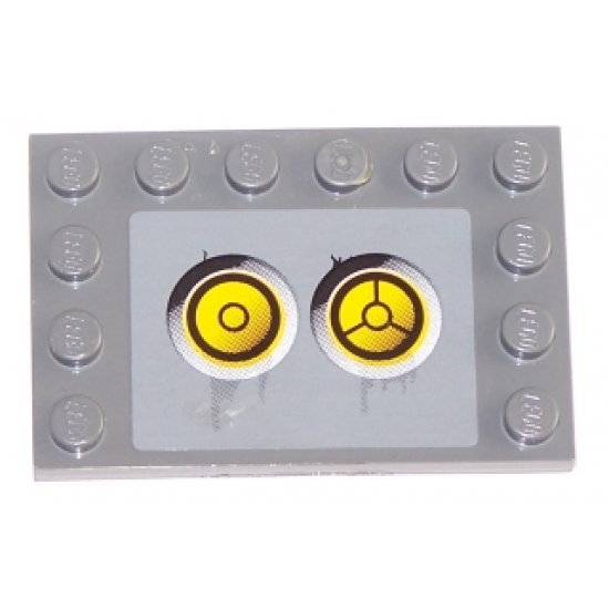 Tile, Modified 4 x 6 with Studs on Edges with 2 Yellow Circles with Bionicle Code Pattern 5 (Sticker) - Set 8759