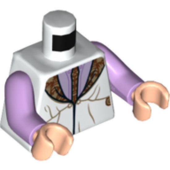 Torso Robe with Reddish Brown and Dark Tan Tie and Lapels, Lavender Shirt Pattern / Lavender Arms / Light Nougat Hands