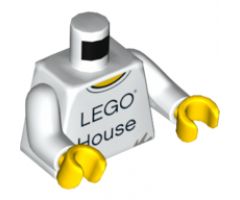 Torso 'LEGO House' Front and LEGO Logo on Back Pattern / White Arms / Yellow Hands