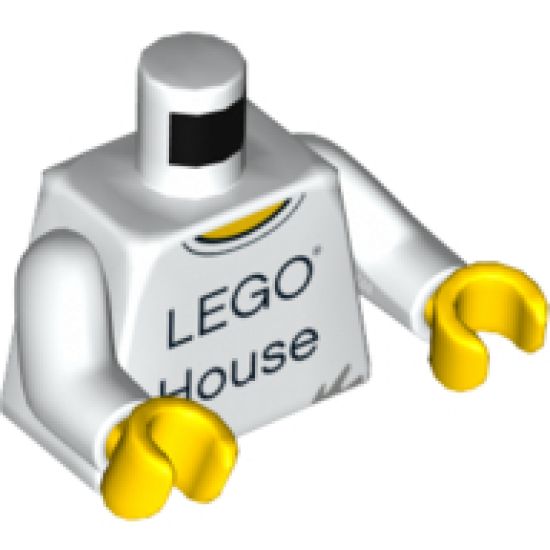 Torso 'LEGO House' Front and LEGO Logo on Back Pattern / White Arms / Yellow Hands