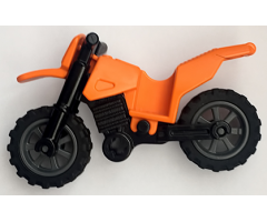 Riding Cycle Motorcycle Dirt Bike with Black Chassis (Long Fairing Mounts) and Dark Bluish Gray Wheels