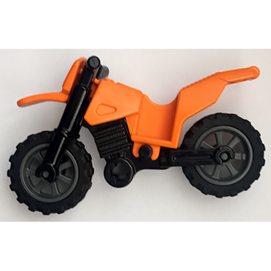 Riding Cycle Motorcycle Dirt Bike with Black Chassis (Long Fairing Mounts) and Dark Bluish Gray Wheels