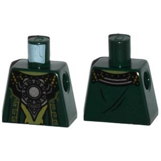 Torso Asian Robe with Gold Stitchery and Round Silver Pendant Pattern