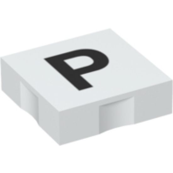 Duplo, Tile 2 x 2 with Black Capital Letter P Pattern