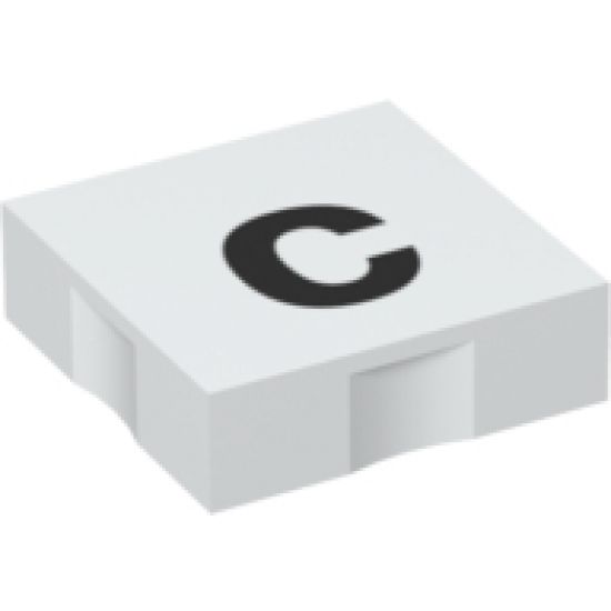 Duplo, Tile 2 x 2 with Black Lowercase Letter c Pattern