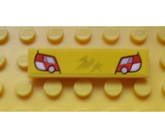 Tile 1 x 4 with Red and White Taillights on Yellow Background Pattern (Sticker) - Set 8134