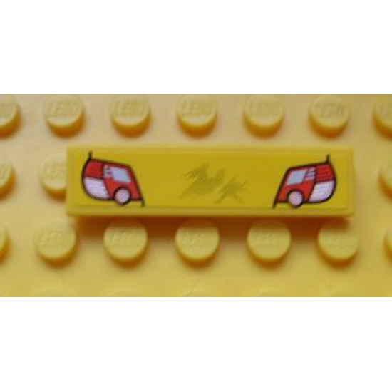 Tile 1 x 4 with Red and White Taillights on Yellow Background Pattern (Sticker) - Set 8134
