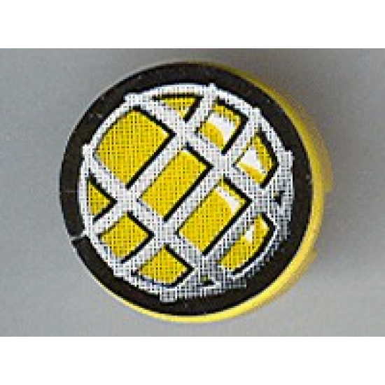 Tile, Round 2 x 2 with Gray Grille Pattern (Sticker) - Set 4589