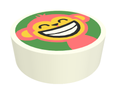 Tile, Round 1 x 1 with Coral Monkey with Bright Light Orange Face on Bright Green Background Pattern