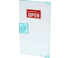Door 1 x 4 x 6 with Stud Handle with Red and White Sign 'Hungry? We're OPEN' Pattern (Sticker) - Set 60271