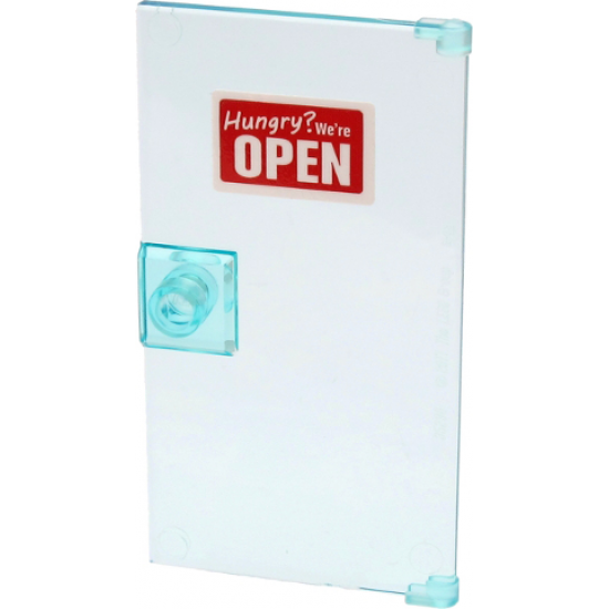 Door 1 x 4 x 6 with Stud Handle with Red and White Sign 'Hungry? We're OPEN' Pattern (Sticker) - Set 60271