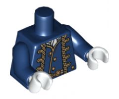 Torso PotC Uniform Jacket over Vest with Gold Trim Pattern / Dark Blue Arms / White Hands