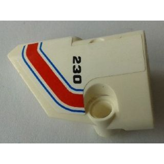 Technic, Panel Fairing # 1 Small Smooth Short, Side A with Blue, Red and White Stripes and '230' Pattern (Sticker) - Set 8071