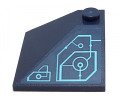 Slope 33 3 x 3 Double Convex with Medium Azure Schematic Circles and Lines Pattern Model Left Side (Sticker) - Set 71200